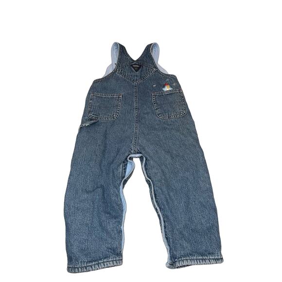 Osh Kosh Fleece Lined denim overalls with penguins /winter toddler sz 18 months - Picture 2 of 6